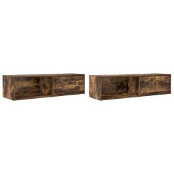 Lot de 2 meubles TV muraux design moderne espace de rangement 100 x 31 x 25,5 cm en bois d'ing&eacute;nier