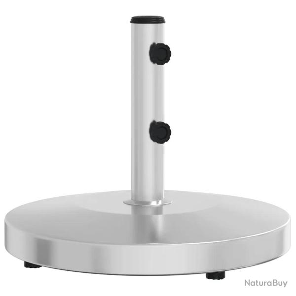 Base de parasol ronde stable avec adaptateurs 48 x 41 cm fixation facile en acier inoxydable argent