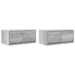 Lot de 2 meubles TV muraux peu encombrants avec 2 tiroirs rangement optimal 60 x 31 x 25,5 cm en bo