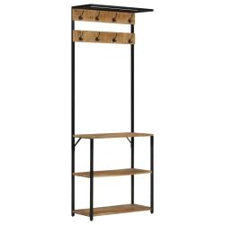 Porte-manteau et rangement chaussures pratique 68 x 30 x 182 cm design contemporain en bois de mang