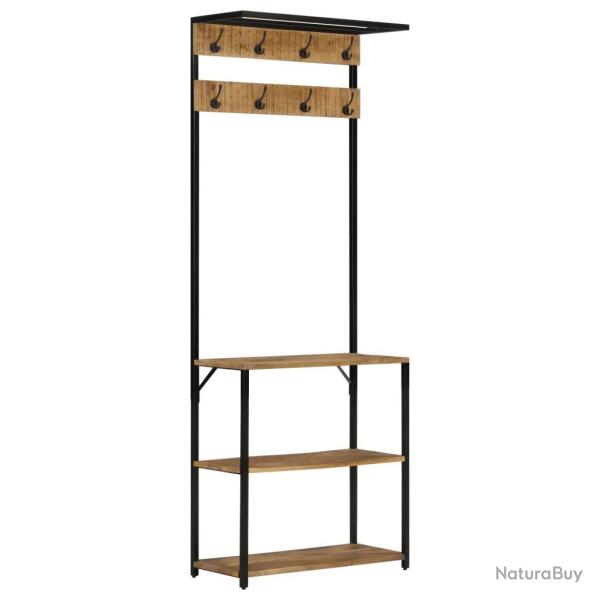 Porte-manteau et rangement chaussures pratique 68 x 30 x 182 cm design contemporain en bois de mang