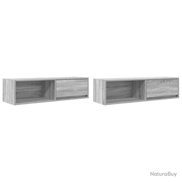 Lot de 2 meubles TV muraux design moderne 100 x 31 x 25,5 cm en bois d'ing�nierie sonoma gris 02_00