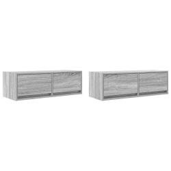 Lot de 2 meubles TV muraux design peu encombrant rangement 80 x 31 x 25,5 cm en bois d'ing&eacute;nierie g