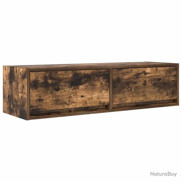 Meuble TV mural moderne minimaliste 100 x 31 x 25.5 cm avec rangement pratique en bois d'ing�nierie
