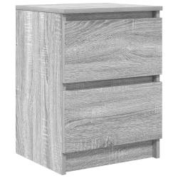 Meuble TV contemporain avec 2 tiroirs rangement salon 40 x 35 x 54 cm en bois d'ing&eacute;nierie gris 02_