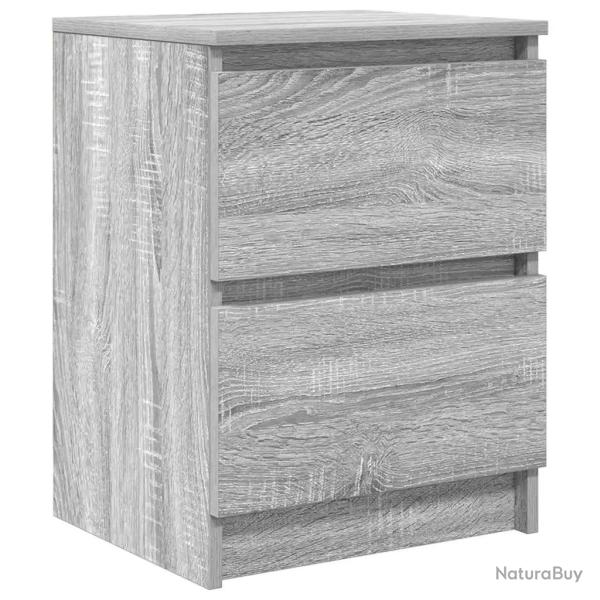 Meuble TV contemporain avec 2 tiroirs rangement salon 40 x 35 x 54 cm en bois d'ing�nierie gris 02_