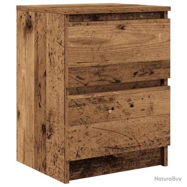 Meuble TV polyvalent avec 2 tiroirs 40 x 35 x 54 cm en bois d'ing�nierie vieux bois 02_0051724
