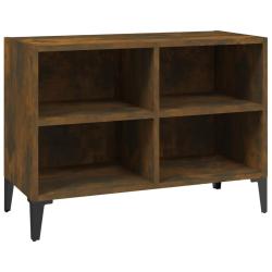 Meuble TV avec compartiments 69,5 x 30 x 50 cm en bois d'ing&eacute;nierie ch&ecirc;ne fum&eacute; 02_0048059
