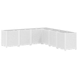 Jardini&egrave;re modulable blanche 160 x 160 x 53 cm id&eacute;ale pour plantes grimpantes style rotin en PP bla