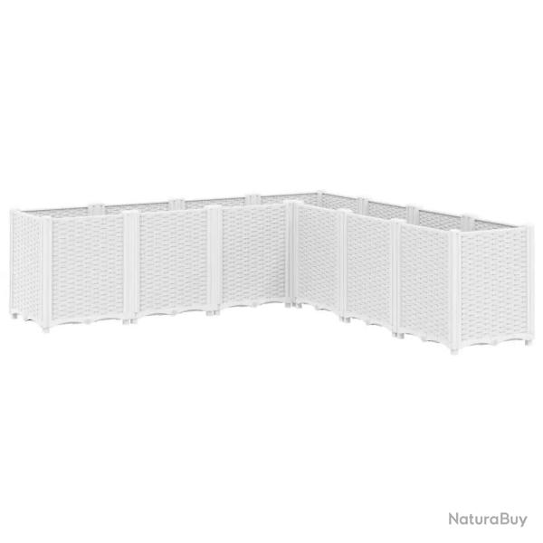 Jardini�re modulable blanche 160 x 160 x 53 cm id�ale pour plantes grimpantes style rotin en PP bla