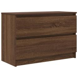 Meuble TV avec rangements modernes style contemporain 80 x 35 x 54 cm en bois d'ing&eacute;nierie ch&ecirc;ne ma