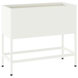 Bac de jardin sur&eacute;lev&eacute; moderne 60 x 26 x 45 cm design contemporain ambiance fra&icirc;che en acier blanc