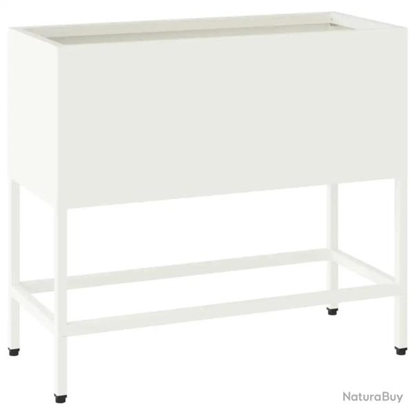Bac de jardin sur�lev� moderne 60 x 26 x 45 cm design contemporain ambiance fra�che en acier blanc