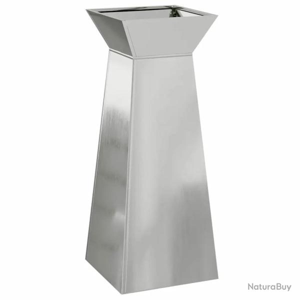 Jardini�re � pilier moderne durable ext�rieur 40 x 40 x 100 cm en mat�riau argent 02_0052420