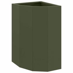 Jardini&egrave;re d'angle moderne 30 x 30 x 50 cm design &eacute;pur&eacute; ext&eacute;rieur en acier vert olive 02_0052918