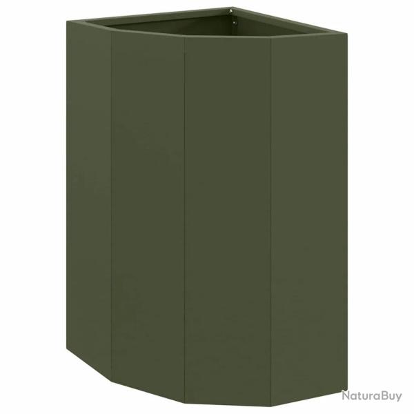Jardini�re d'angle moderne 30 x 30 x 50 cm design �pur� ext�rieur en acier vert olive 02_0052918