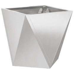 Jardini&egrave;re carr&eacute;e moderne design chic ext&eacute;rieur 40 x 40 x 40 cm en acier inoxydable argent 02_00530