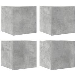 Lot de 4 meubles TV muraux design tendance rangement pratique 30,5 x 30 x 30 cm en bois d'ing&eacute;nieri