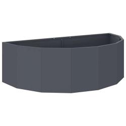 Jardini&egrave;re demi-ronde esth&eacute;tique moderne 120 x 60 x 35 cm pour ext&eacute;rieur en acier anthracite 02_005