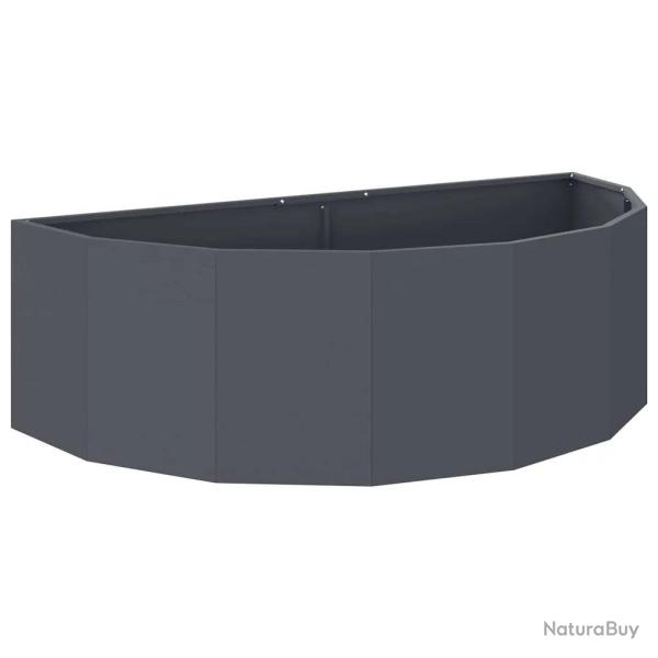 Jardini�re demi-ronde esth�tique moderne 120 x 60 x 35 cm pour ext�rieur en acier anthracite 02_005