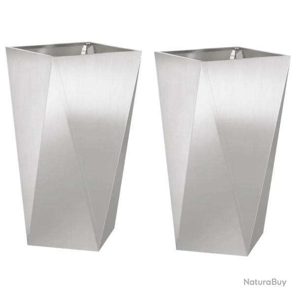 Lot de 2 jardini�res modernes 40 x 40 x 75 cm pour ext�rieur jardin terrasse en acier inoxydable ar