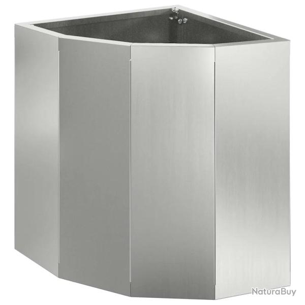 Jardini�re d'angle moderne utilisation ext�rieure 30 x 30 x 35 cm �pur�e en acier galvanis� argent