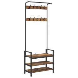 Porte-manteau rectangulaire contemporain avec rangement 75 x 34 x 184 cm en bois d'ing&eacute;nierie bois