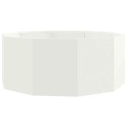 Jardini&egrave;re ronde design moderne ext&eacute;rieur 90 x 90 x 35 cm avec entretien minimal en acier blanc 02_