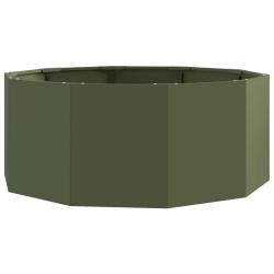 Jardini&egrave;re ronde ext&eacute;rieure moderne 90 x 90 x 35 cm pratique durable finition chic en acier vert ol