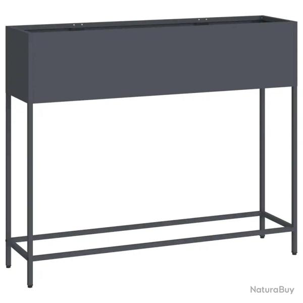 Bac de jardin sur�lev� rectangulaire moderne 100 x 26 x 82 cm facile � nettoyer en acier anthracite
