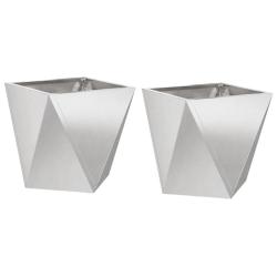 Lot de 2 jardini&egrave;res modernes pour ext&eacute;rieur 30 x 30 x 30 cm avec design &eacute;pur&eacute; en acier inoxydable