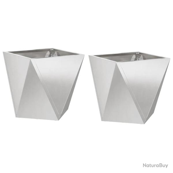 Lot de 2 jardini�res modernes pour ext�rieur 30 x 30 x 30 cm avec design �pur� en acier inoxydable
