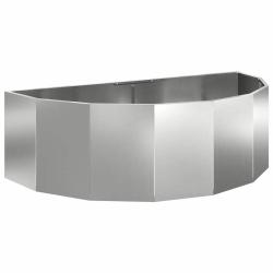 Jardini&egrave;re demi-ronde moderne ext&eacute;rieure 120 x 60 x 35 cm design chic en acier galvanis&eacute; argent 02_