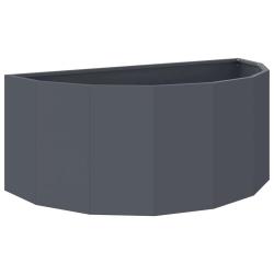 Jardini&egrave;re demi-ronde moderne pour ext&eacute;rieur 90 x 45 x 35 cm design chic en acier anthracite 02_005