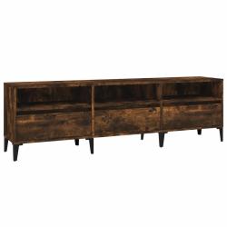 Meuble TV en bois d'ing&eacute;nierie pratique rangement salon 150 x 30 x 44,5 cm style classique en ch&ecirc;ne