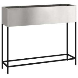 Bac de jardin sur&eacute;lev&eacute; rectangulaire moderne ext&eacute;rieur 100 x 26 x 82 cm en acier inoxydable argent