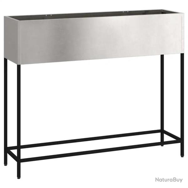Bac de jardin sur�lev� rectangulaire moderne ext�rieur 100 x 26 x 82 cm en acier inoxydable argent
