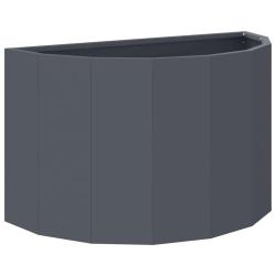 Jardini&egrave;re demi-ronde moderne pour ext&eacute;rieur 60 x 30 x 35 cm design chic en acier anthracite 02_005