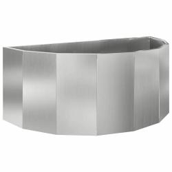 Jardini&egrave;re demi-ronde moderne ext&eacute;rieure 90 x 45 x 35 cm design esth&eacute;tique en acier galvanis&eacute; argen