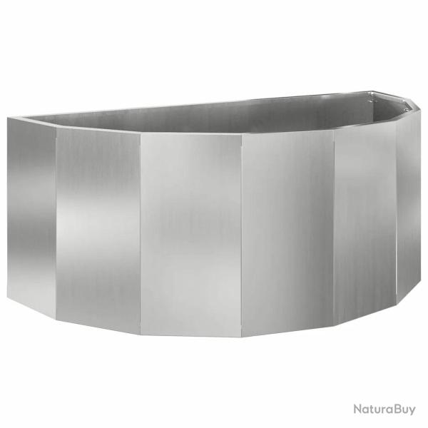 Jardini�re demi-ronde moderne ext�rieure 90 x 45 x 35 cm design esth�tique en acier galvanis� argen