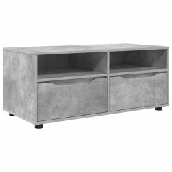 Meuble TV rectangulaire moderne avec &eacute;tag&egrave;res rangement 100 x 48 x 43 cm en bois d'ing&eacute;nierie gris