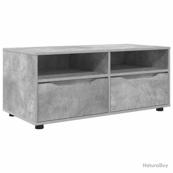 Meuble TV rectangulaire moderne avec �tag�res rangement 100 x 48 x 43 cm en bois d'ing�nierie gris