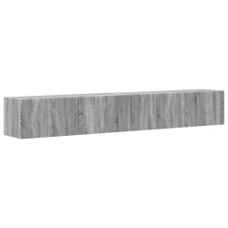 Lot de 2 meubles TV muraux modernes avec &eacute;tag&egrave;res 98 x 31 x 29 cm en bois gris sonoma 02_0054930