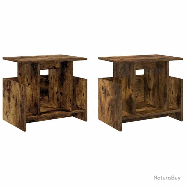Lot de 2 meubles TV rectangulaires modernes pour salon rangement spacieux 50 x 35 x 45 cm en bois d