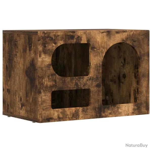 Meuble TV moderne �pur� 60 x 35 x 40 cm avec �tag�res rangement pratique en bois d'ing�nierie ch�ne