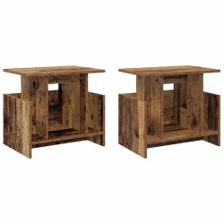 Lot de 2 meubles TV modernes avec rangement 50 x 35 x 45 cm style contemporain en bois ancien 02_00