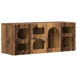 Meuble TV rectangulaire moderne 100 x 35 x 40 cm rangement spacieux style &eacute;pur&eacute; en bois ancien 02_0