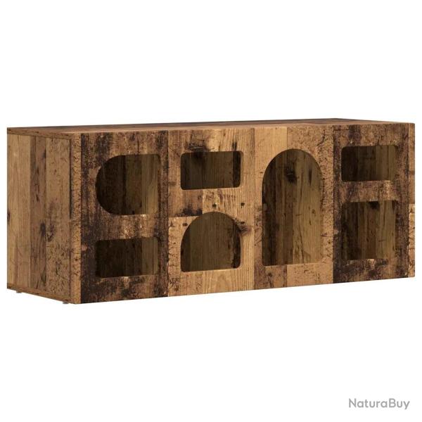 Meuble TV rectangulaire moderne 100 x 35 x 40 cm rangement spacieux style �pur� en bois ancien 02_0