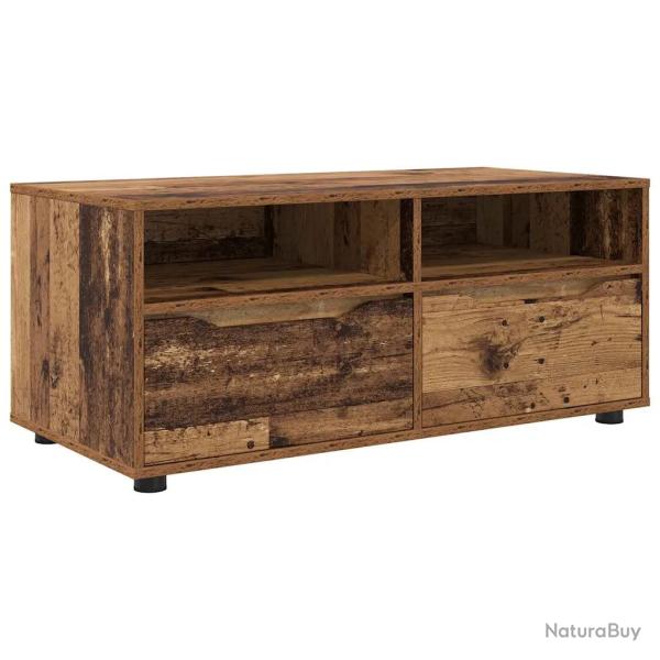 Meuble TV rectangulaire moderne pratique salon 100 x 48 x 43 cm en bois d'ing�nierie bois ancien 02