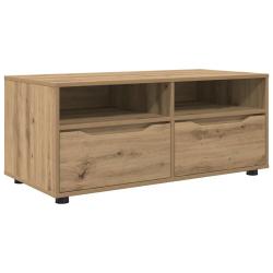 Meuble TV rectangulaire moderne avec rangement pratique 100 x 48 x 43 cm en bois d'ing&eacute;nierie ch&ecirc;ne